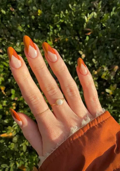 Burnt Orange French Tip Nails - burnt orange french tip nails