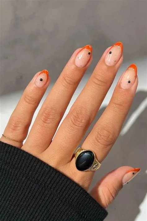 Burnt Orange Micro French Tip Nails - burnt orange micro french tip nails