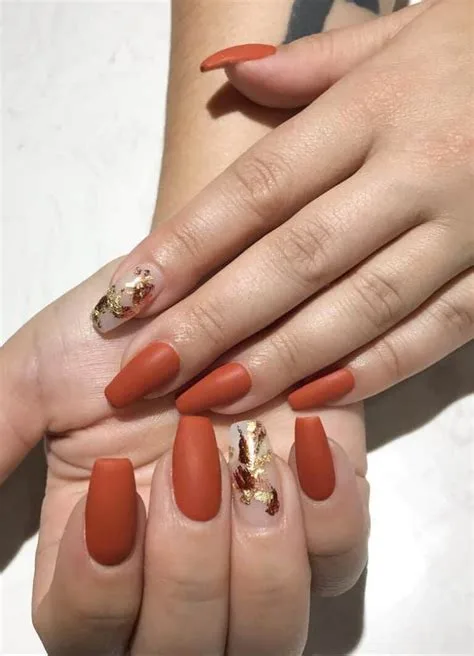 Textured Burnt Orange Sand Nails - textured burnt orange sand nails